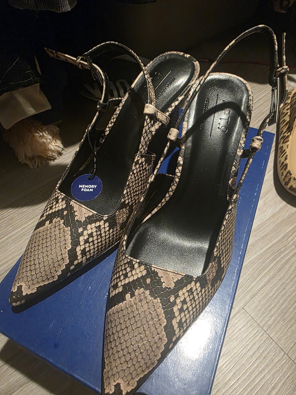 Apt. 9 Snake Print Pointed Toe Slingback Heels - Brown/Tan